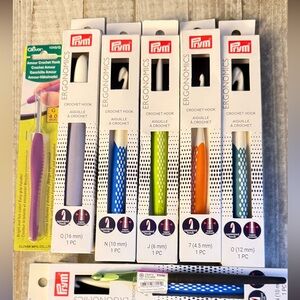 PRYM Ergonomics Crochet Hook Set of  6 Lot SEALED + 2 more hooks